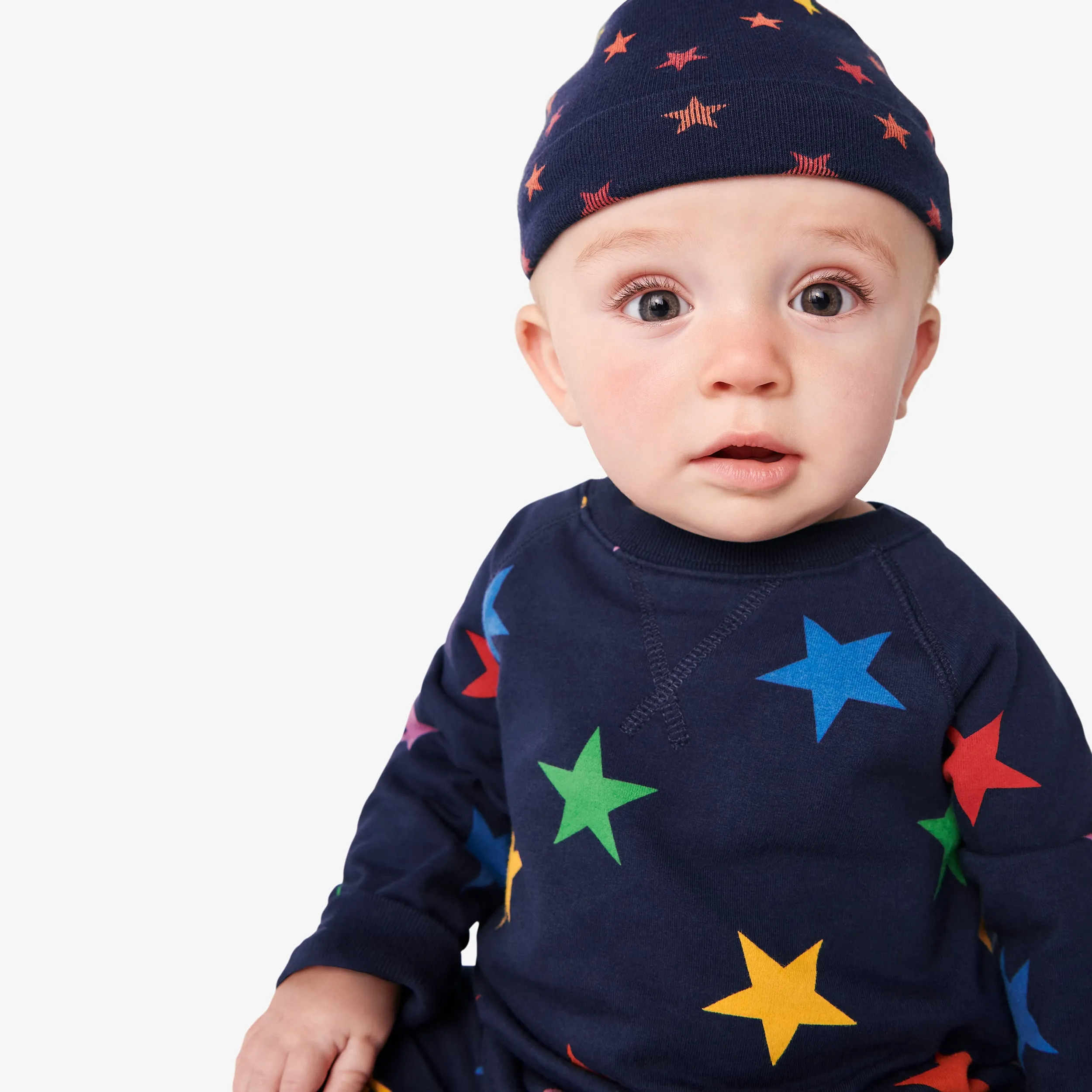 Clearance baby sweatshirt romper in rainbow star