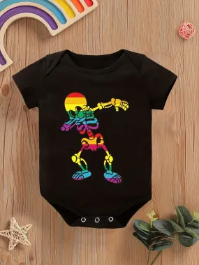Colorful Dancing Skeleton Short Sleeve Triangle Onesie
