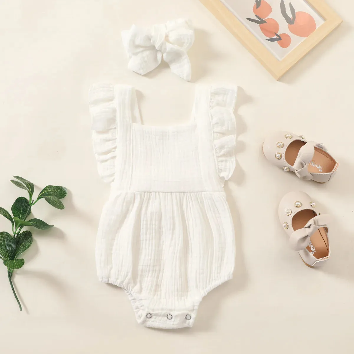 Cotton Muslin Romper & Headband