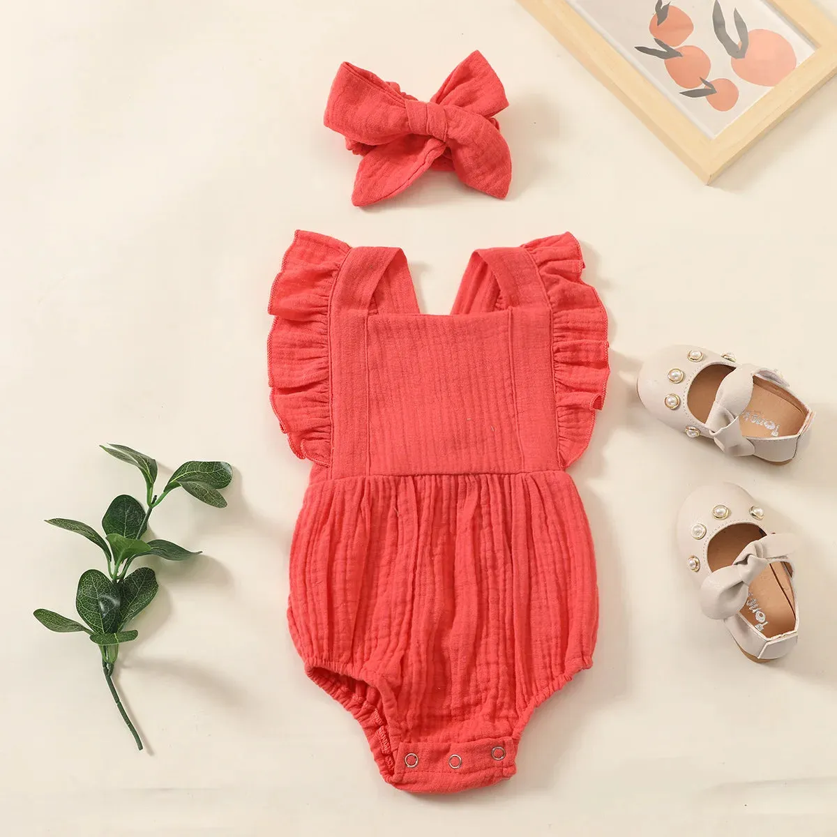 Cotton Muslin Romper & Headband