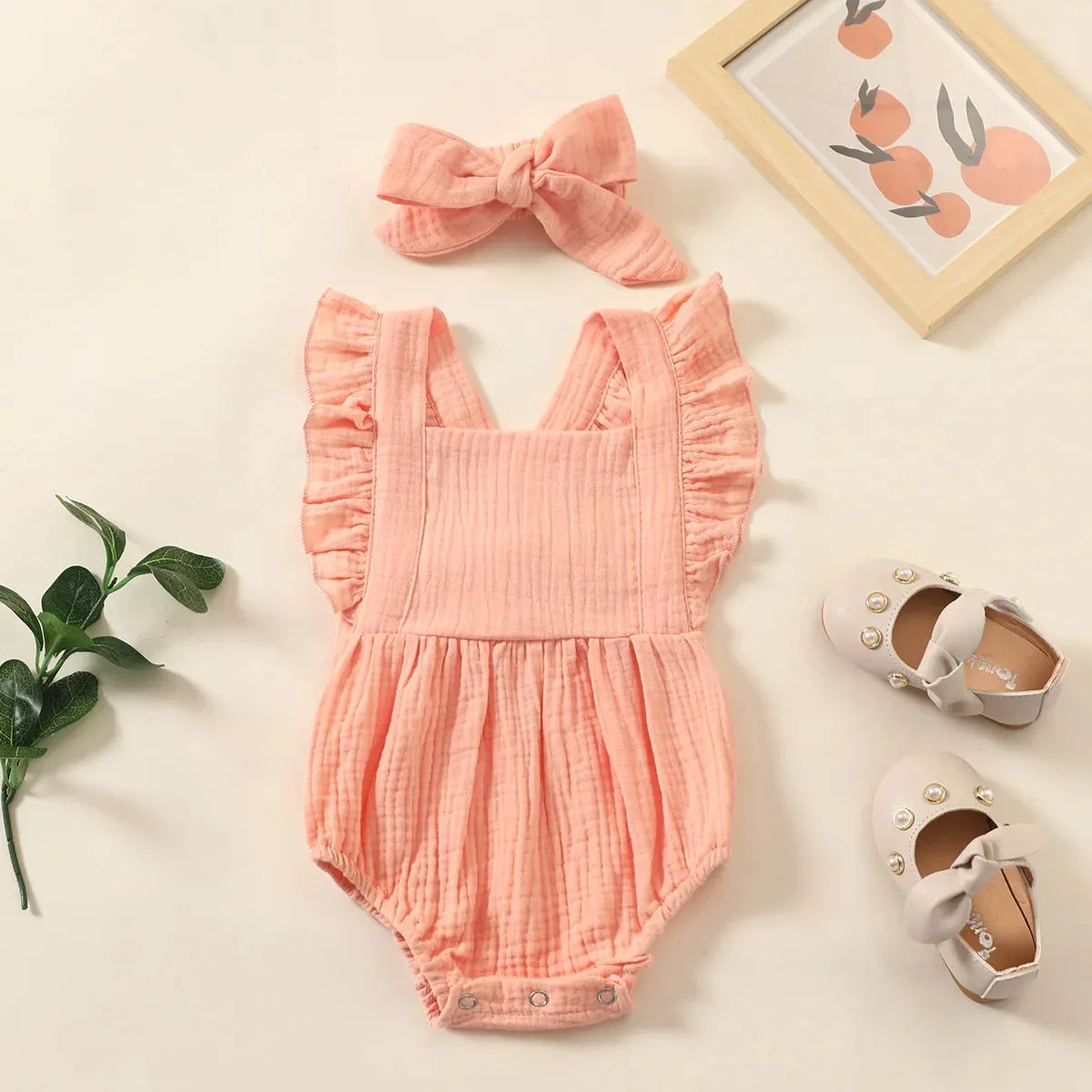 Cotton Muslin Romper & Headband