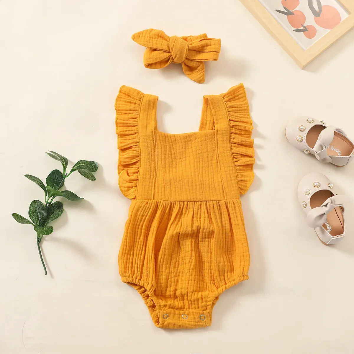 Cotton Muslin Romper & Headband