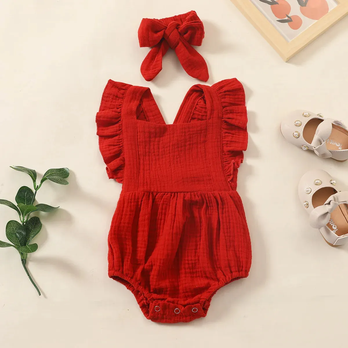 Cotton Muslin Romper & Headband