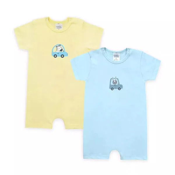 Cuddle & Cradle Set of 2 Half Length Rompers (Autos)