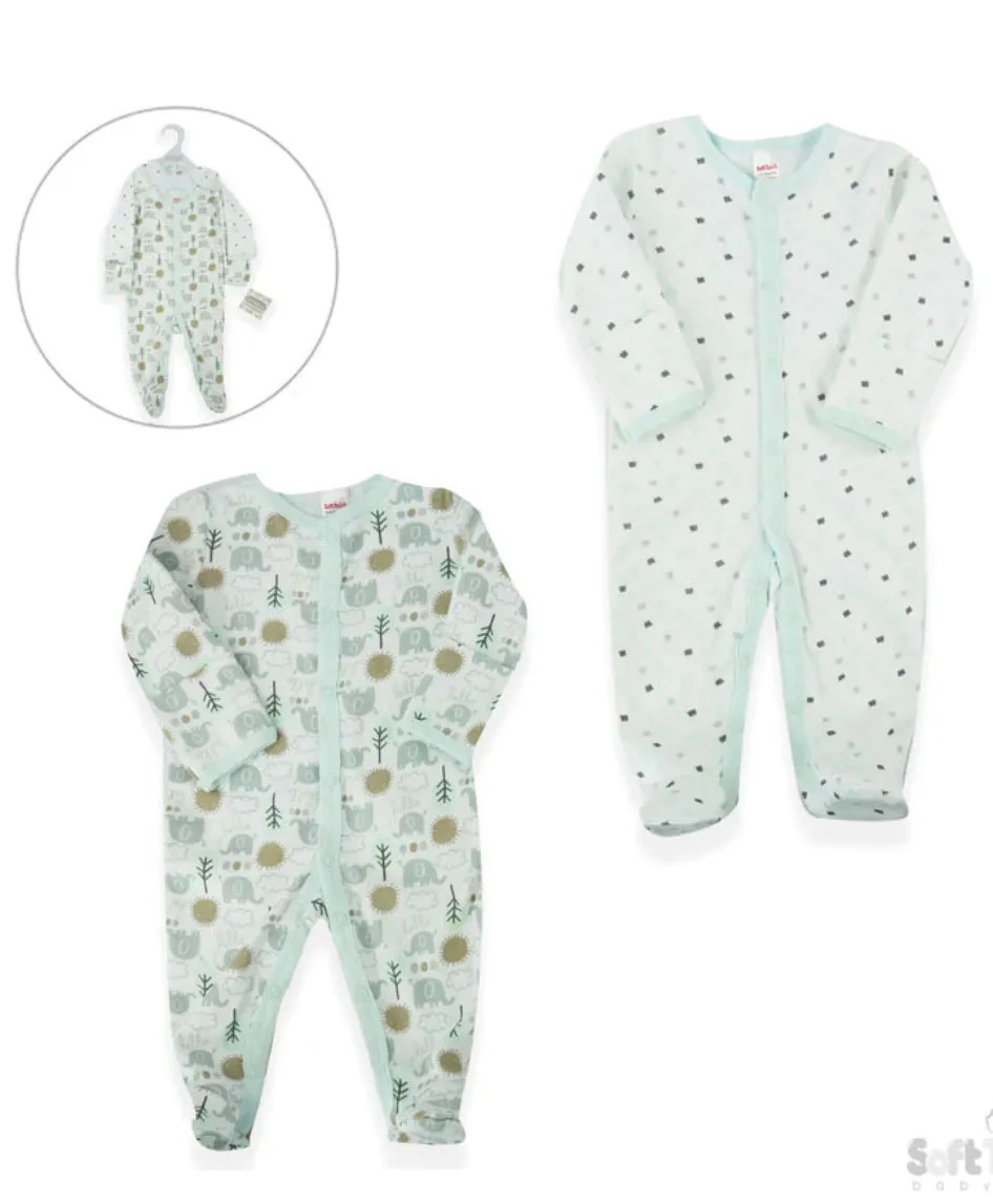 Elephant 2 Piece Long Sleeve Sleepsuits