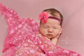 Fuchsia Pink Tassels Lace Newborn Baby Wrap Layer