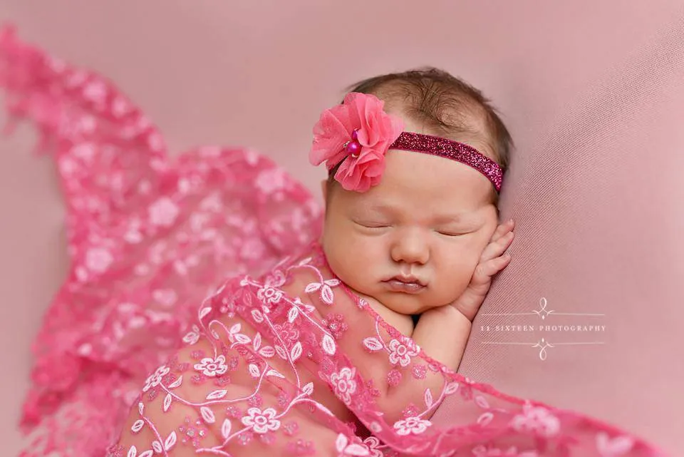 Fuchsia Pink Tassels Lace Newborn Baby Wrap Layer