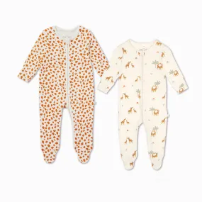 Giraffe Clever Zip Sleepsuit 2 Pack