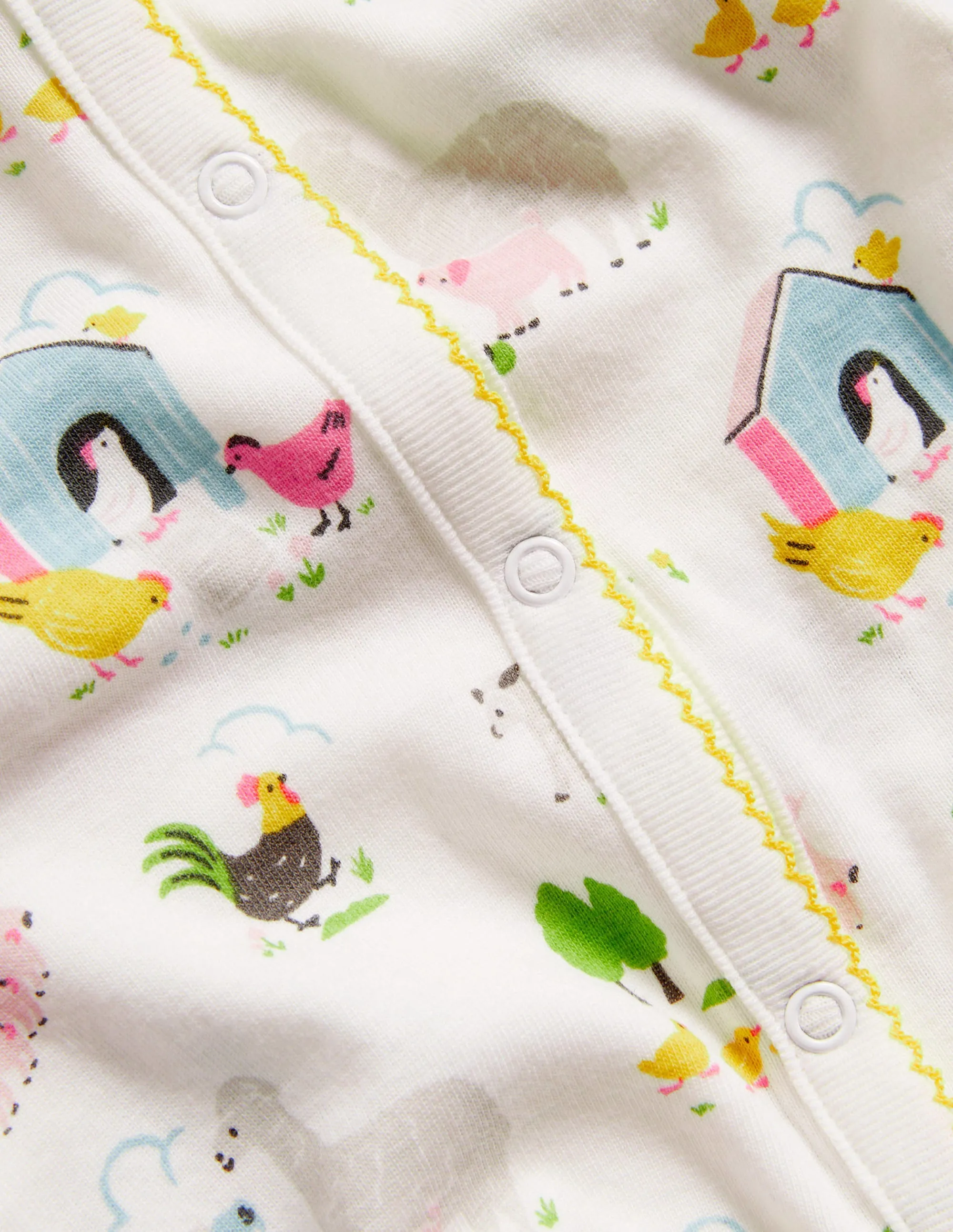 GOTS Organic 2 Pack Sleepsuit-Ivory Farmyard Friends