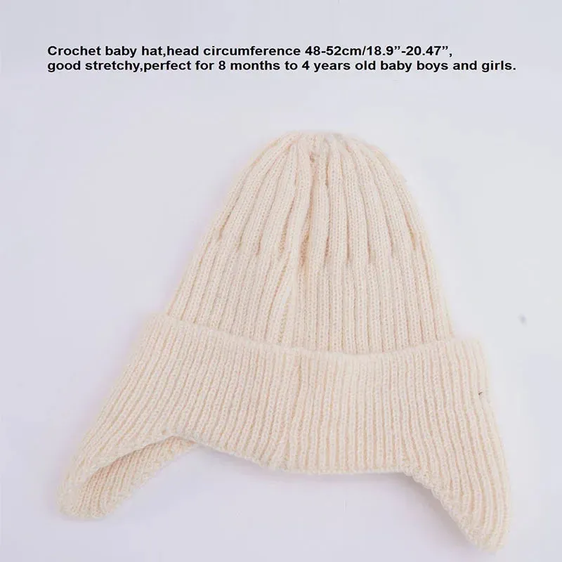 Happy Letter Print Baby Knit Beanies with Earflap