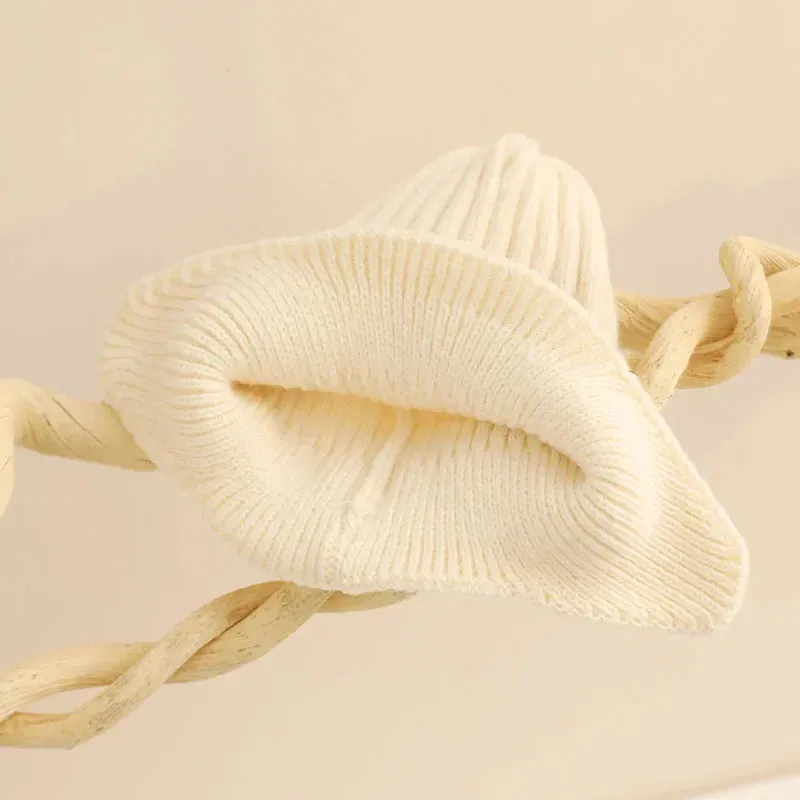 Happy Letter Print Baby Knit Beanies with Earflap