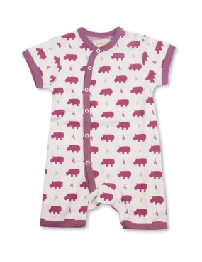 Hippo Short Romper Multi Raspberry Organic Cotton
