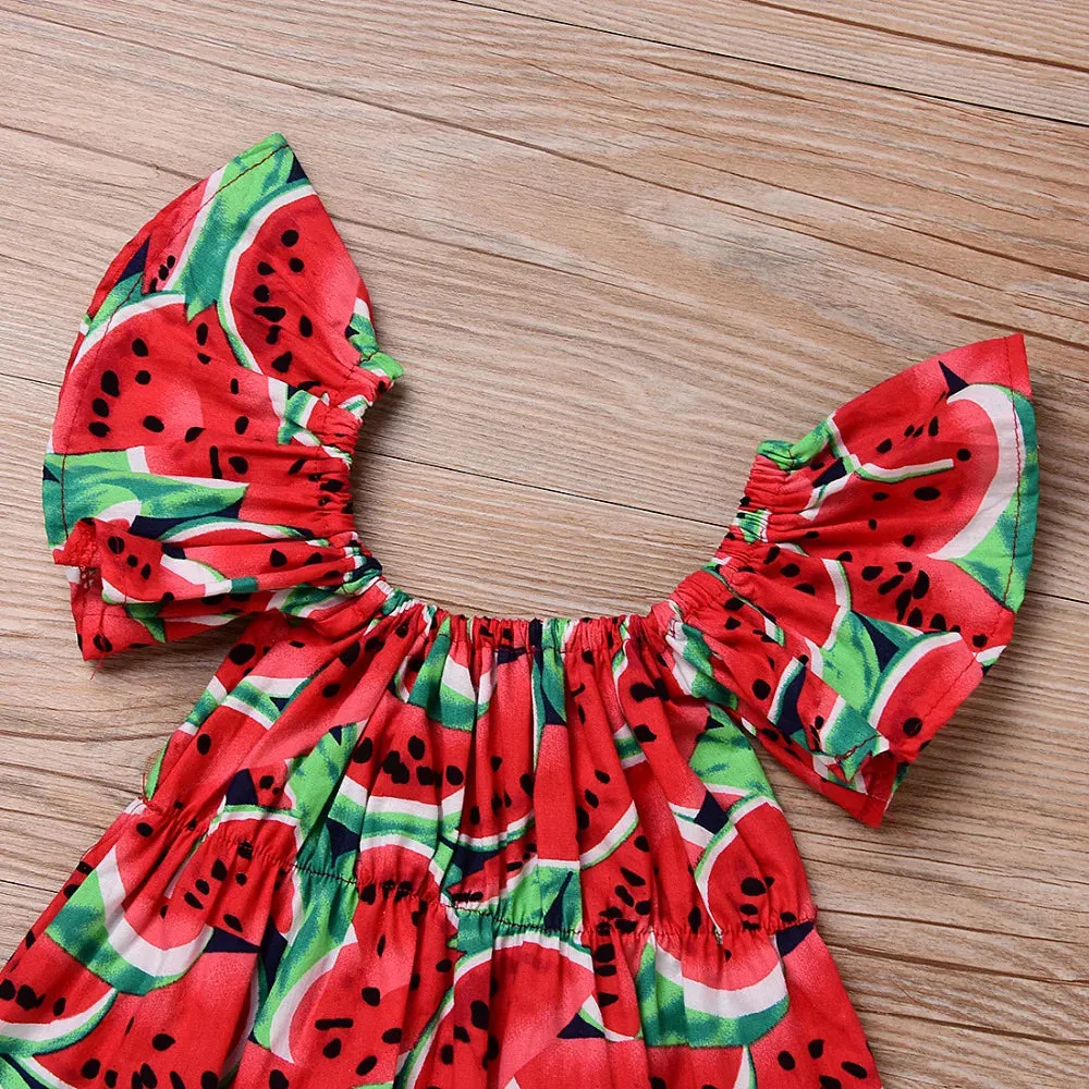 Infant Toddler Newborn Baby Girls Watermelon Printed Sleeveless Bodysuit Sunsuit Jumpsuit Casual Clothes