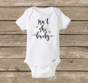 Isn't She Lovely, Baby Girl Onesie, Black and Gold, Musical Song Lyrics