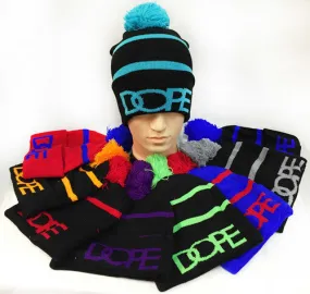 knitted pompom "dope" hats Case of 24