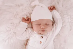 Knotted Baby Gown and Hat Set (Newborn - 3 mo.) - Egg Shell