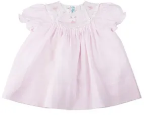 Lace Trimmed Embroidered Pink Baby Dress