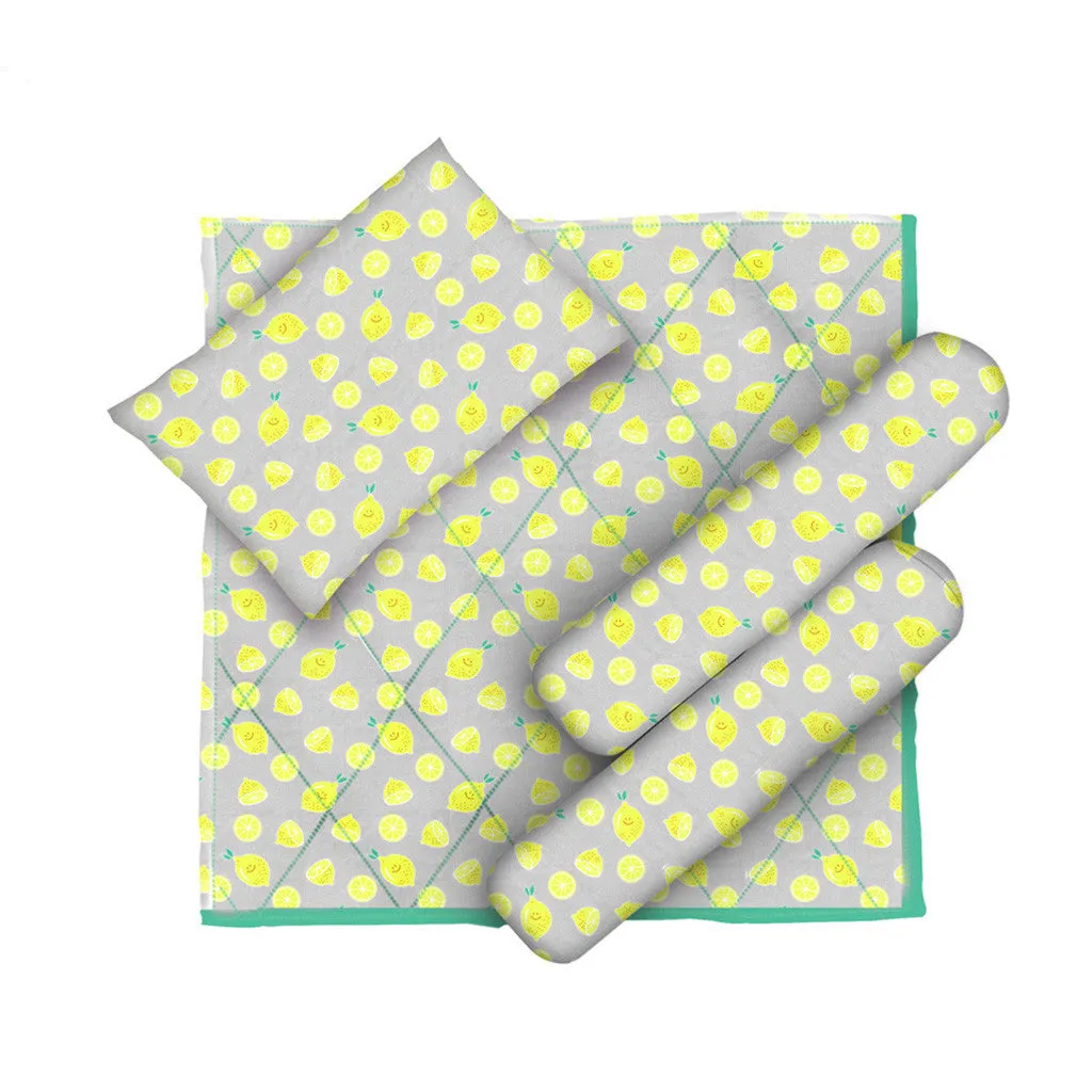 Layette Set with Short-Legged Romper & Booties <br> Lemons <br> <span style="font-size: 11px; font-family:Helvetica,Arial,sans-serif;">Can Be Personalised</span>
