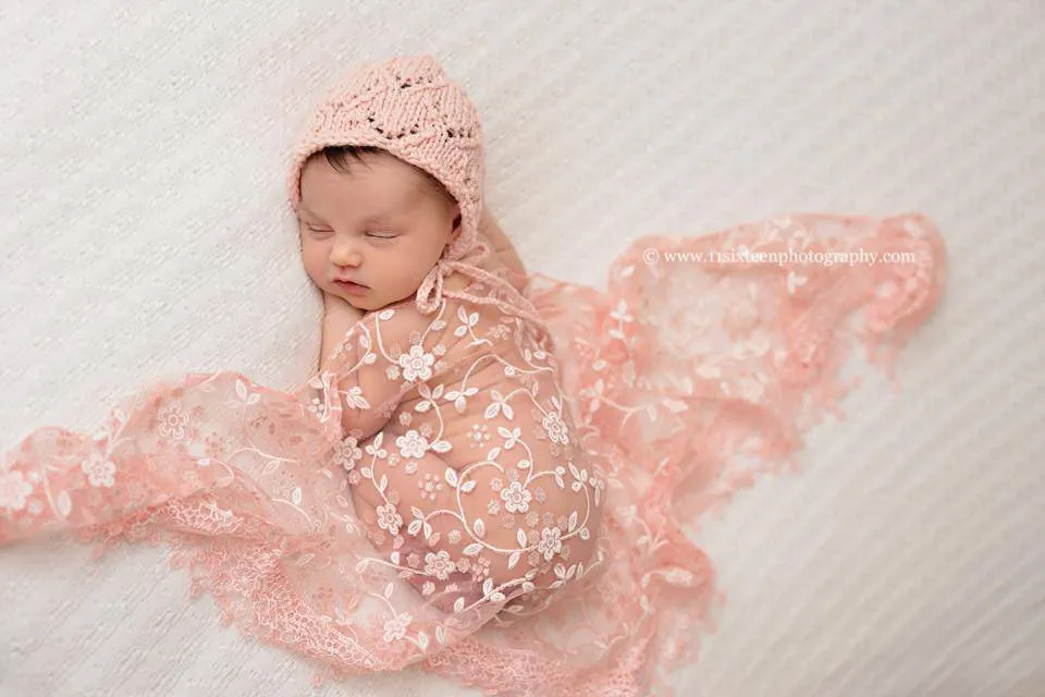 Light Pink Tassels Lace Newborn Baby Wrap Layer