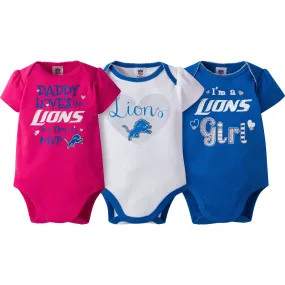 Lions Girls 3 Pack Short Sleeved Onesies