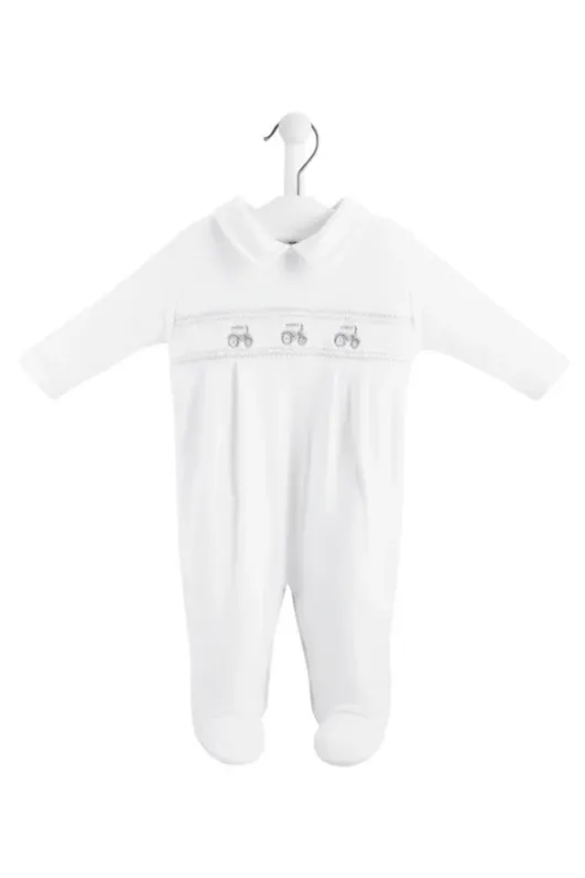 Little Tractor Smocked Sleepsuit