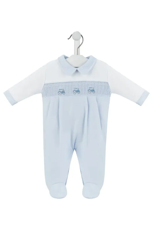 Little Tractor Smocked Sleepsuit