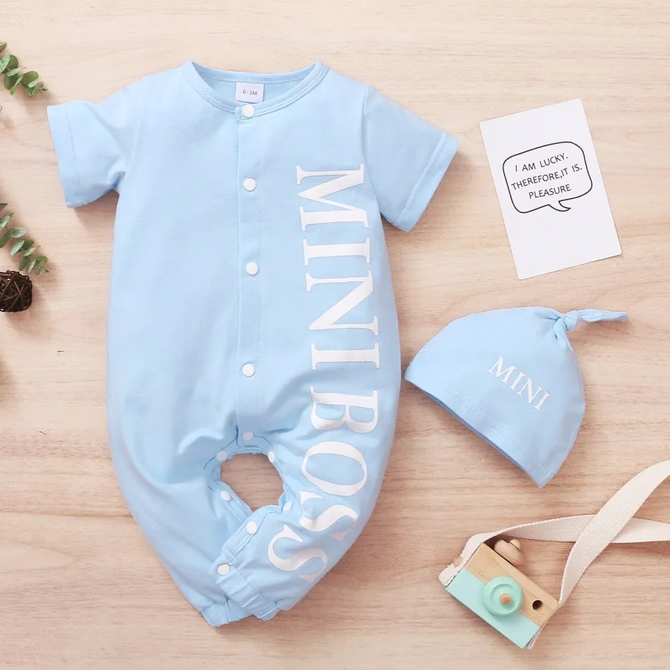 Long Sleeve Baby Rompers And Hat Set For Toddlers
