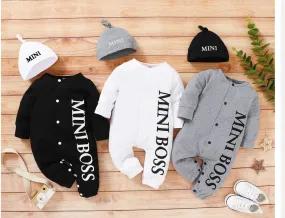 Long Sleeve Baby Rompers And Hat Set For Toddlers