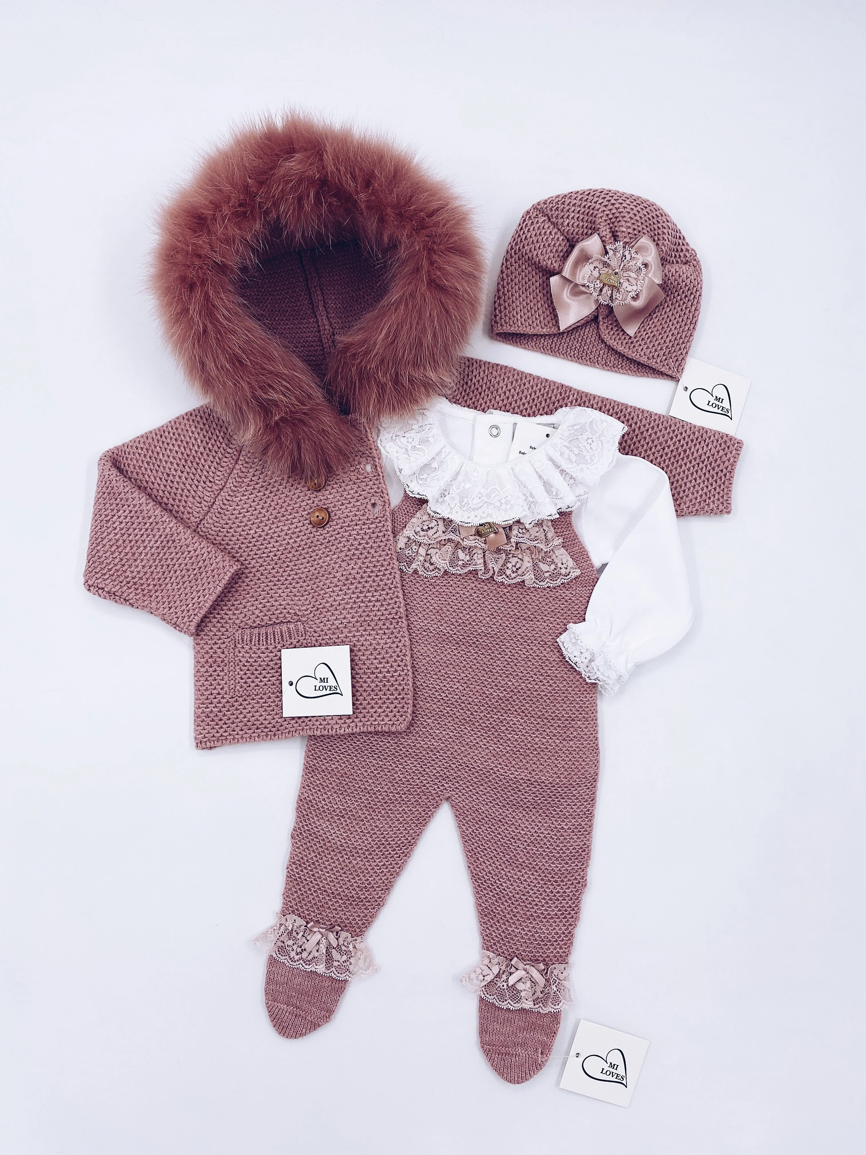 MI LOVEE SIGNATURE Luxurious knitted Turban hat with lace detail.