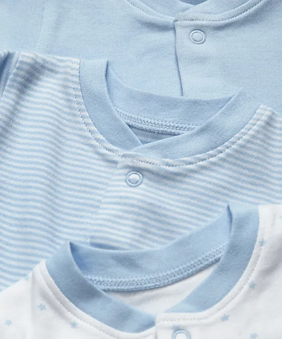 Mothercare My First Blue Sleepsuits - 3 Pack