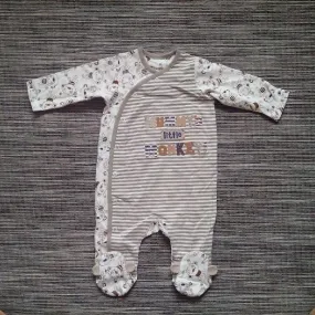 Mummys Little Monkey Boys Brown Sleepsuit