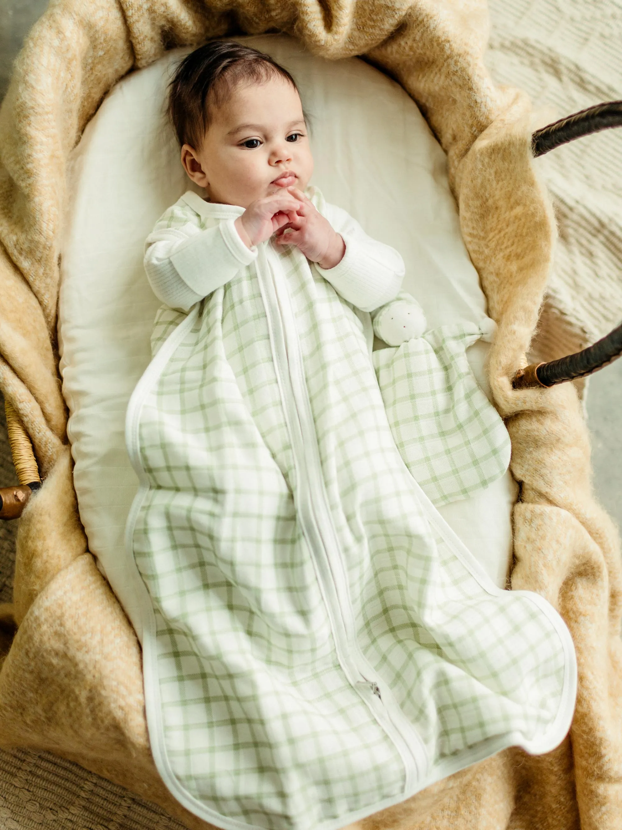 Muslin Sleep Sack - Sage Windowpane