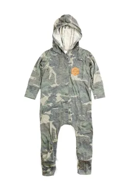 Muted camo snap romper
