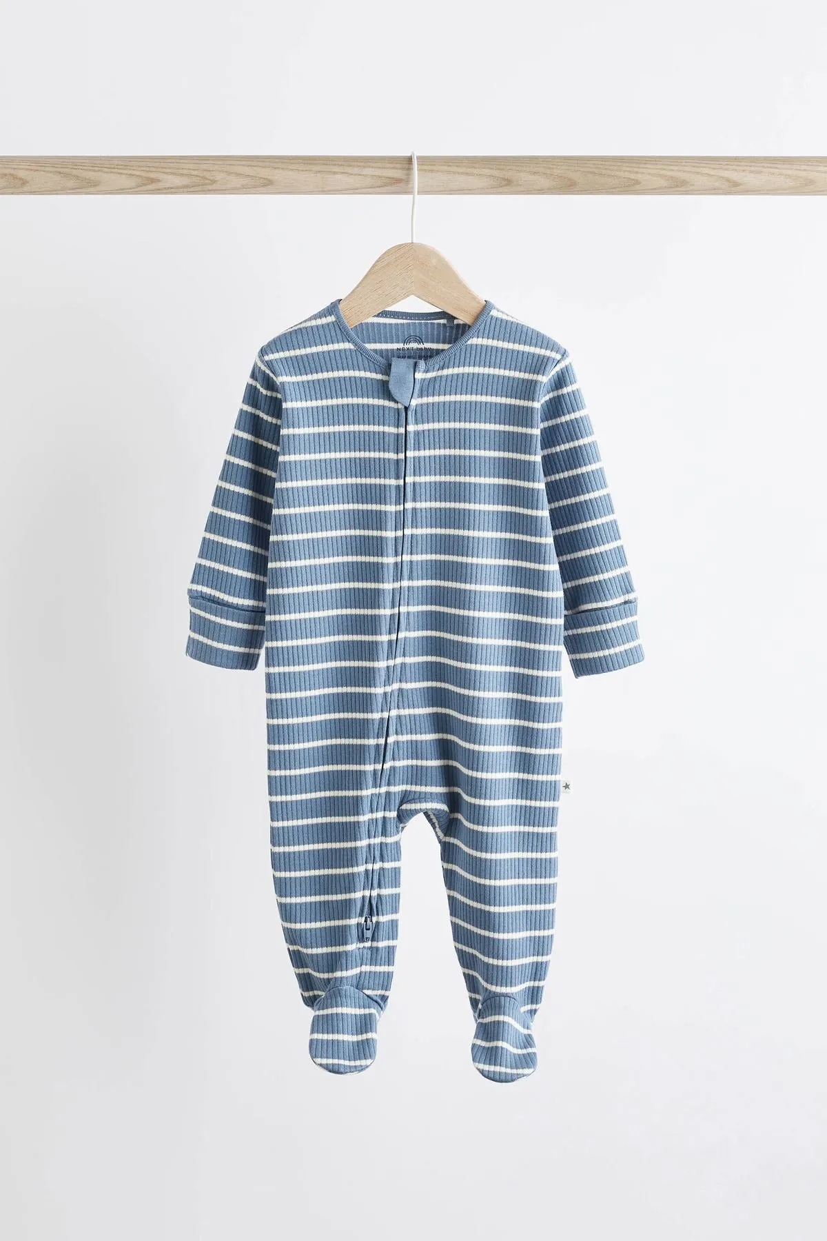 Navy Blue Star Baby Zip Sleepsuits 3 Pack
