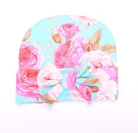 Newborn Baby Hat Flower Bow-Knot Print