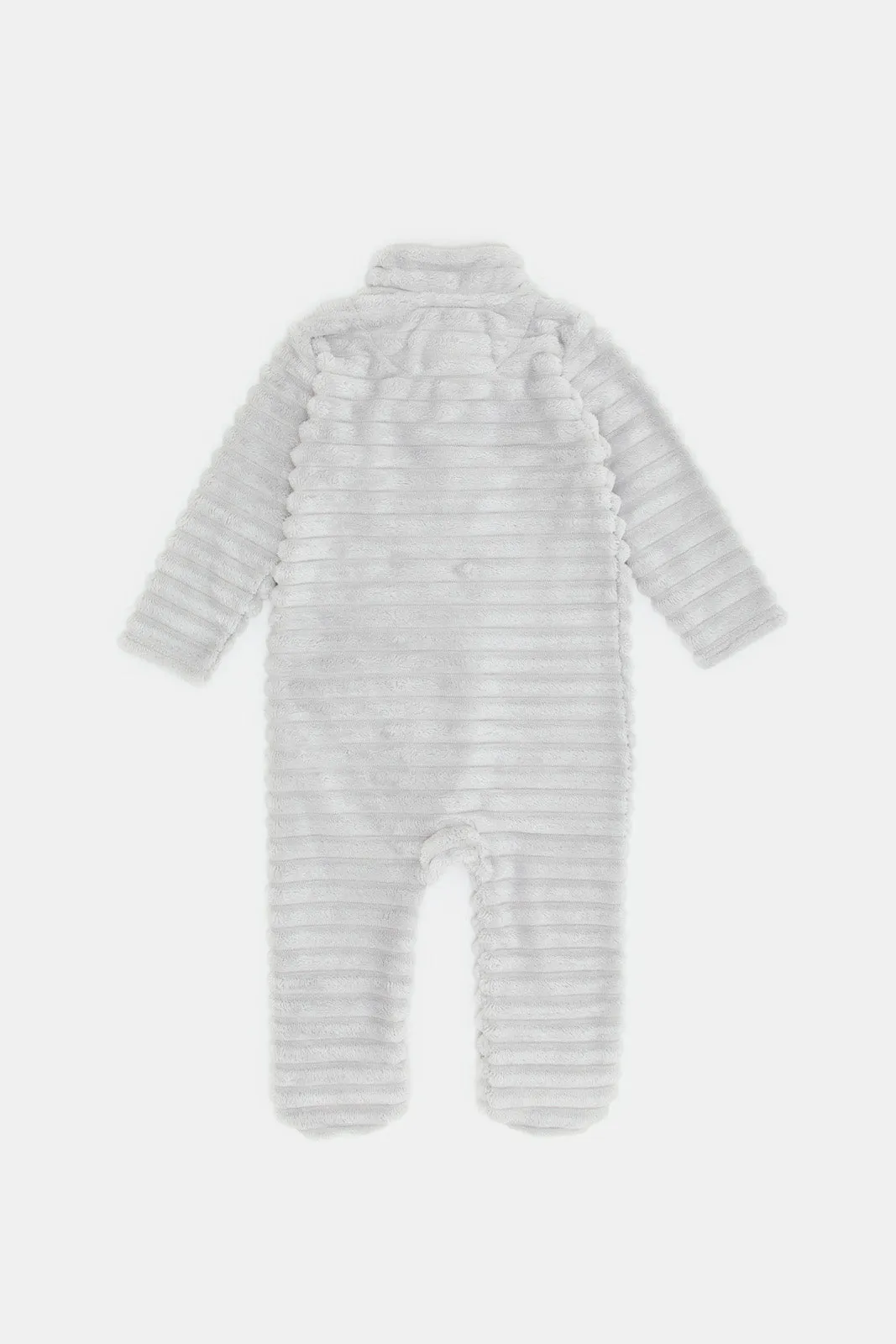 Newborn Grey Plain Quilted Sherpa Sleepsuit