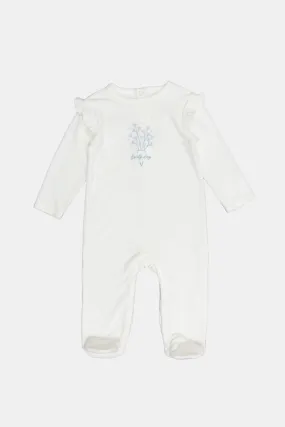 Newborn White Print Sleepsuit
