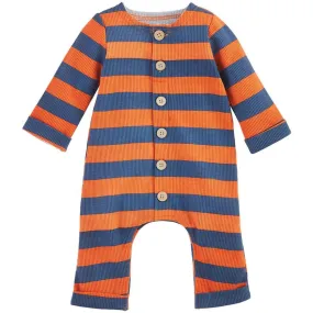 Orange and Blue Stripe One Piece Baby Onesie