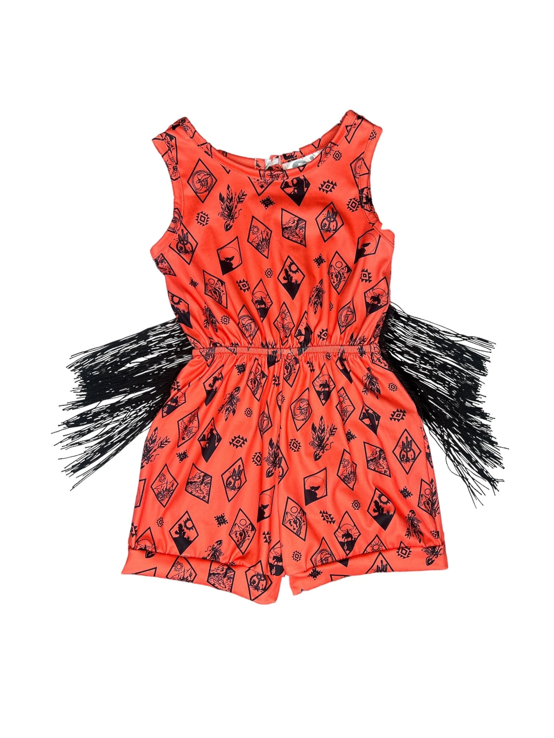 Orange Diamond Fringe Romper Baby (0-18M)