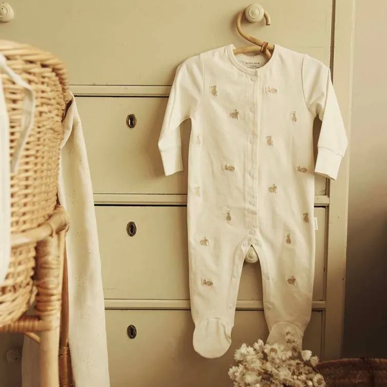 Organic Baby Clothing Unisex Sleepsuit 'Bunnies'