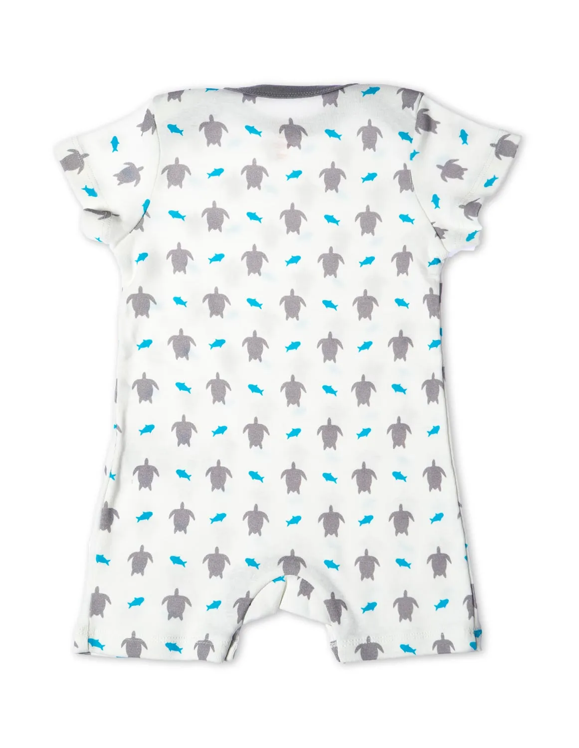 Organic Cotton Short Romper Grey Turtle