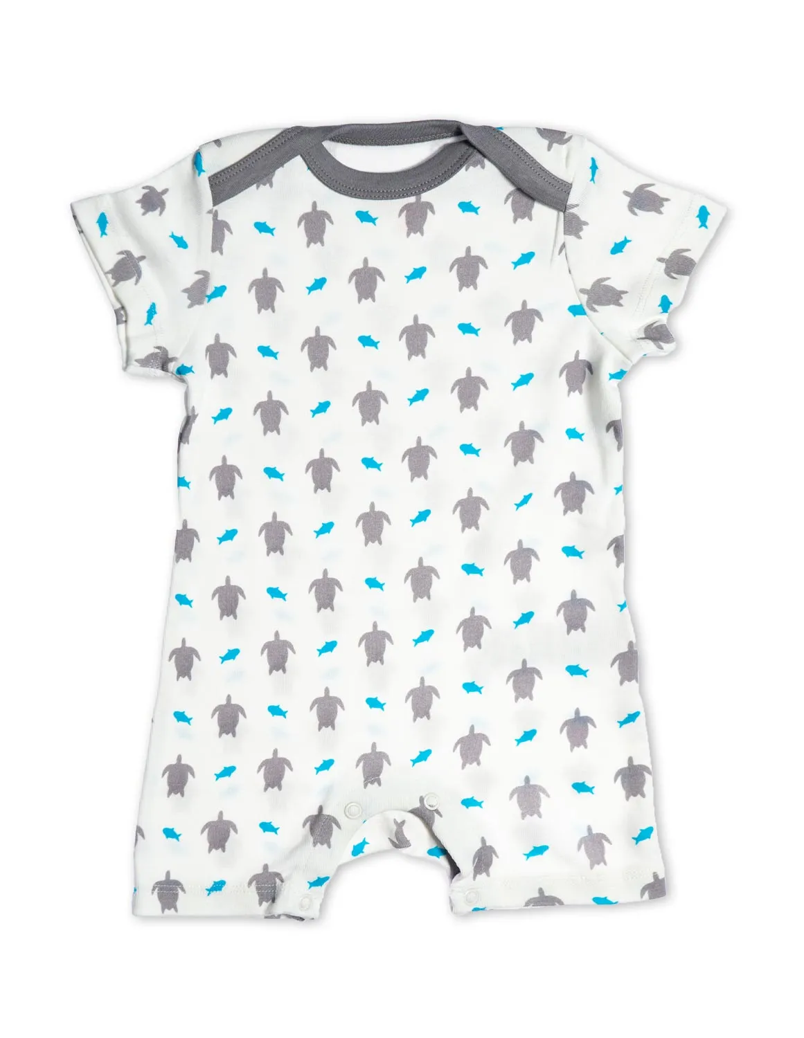 Organic Cotton Short Romper Grey Turtle
