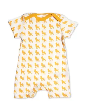 Organic Cotton Short Romper Orange Lion