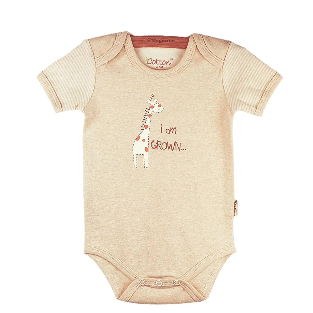 Organic Cotton Short Sleeve Baby Onesies with Printing Jungle Safari