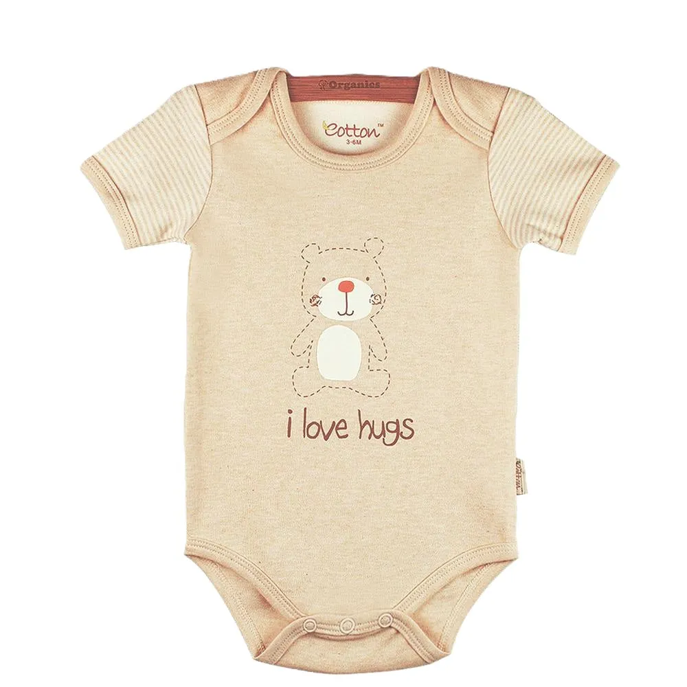 Organic Cotton Short Sleeve Baby Onesies with Printing Jungle Safari