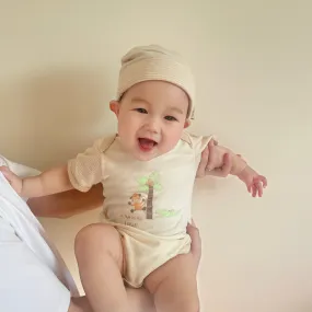 Organic Cotton Short Sleeve Baby Onesies with Printing Jungle Safari