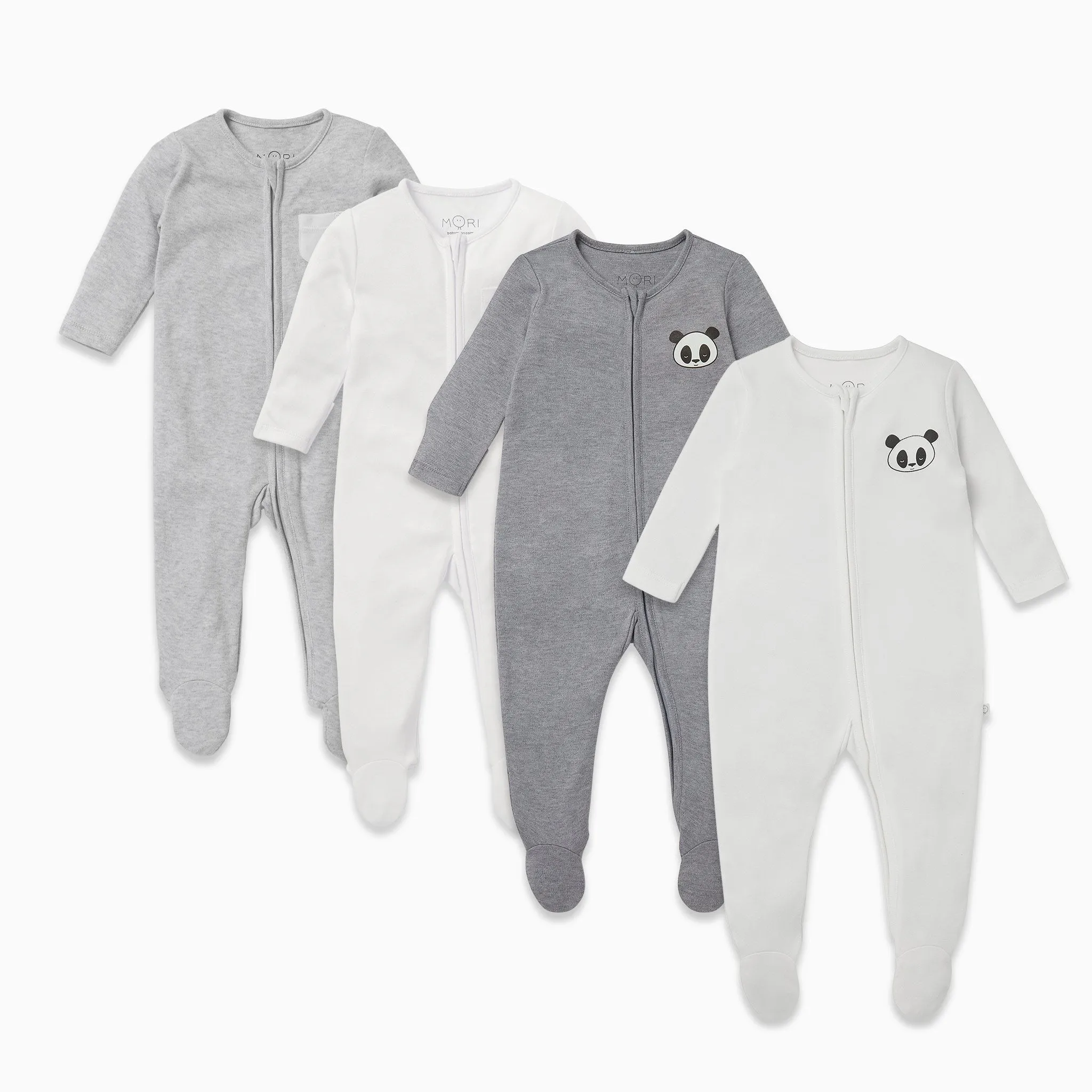 Panda Pal Zip Baby Pajamas 4 Pack