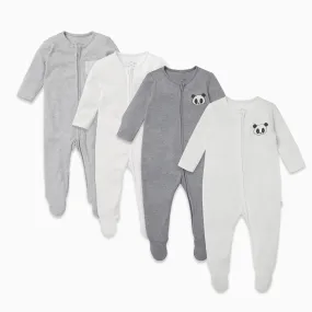 Panda Pal Zip Baby Pajamas 4 Pack