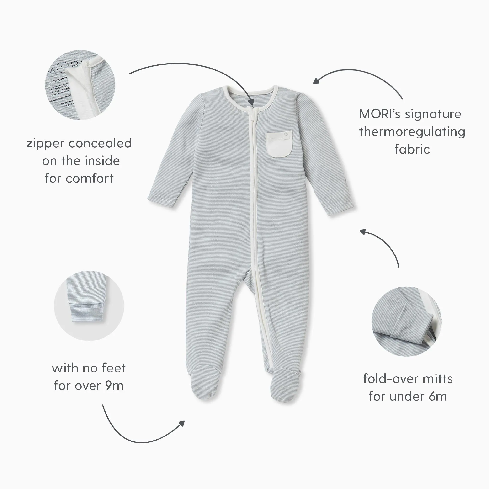 Panda Pal Zip Baby Pajamas 4 Pack