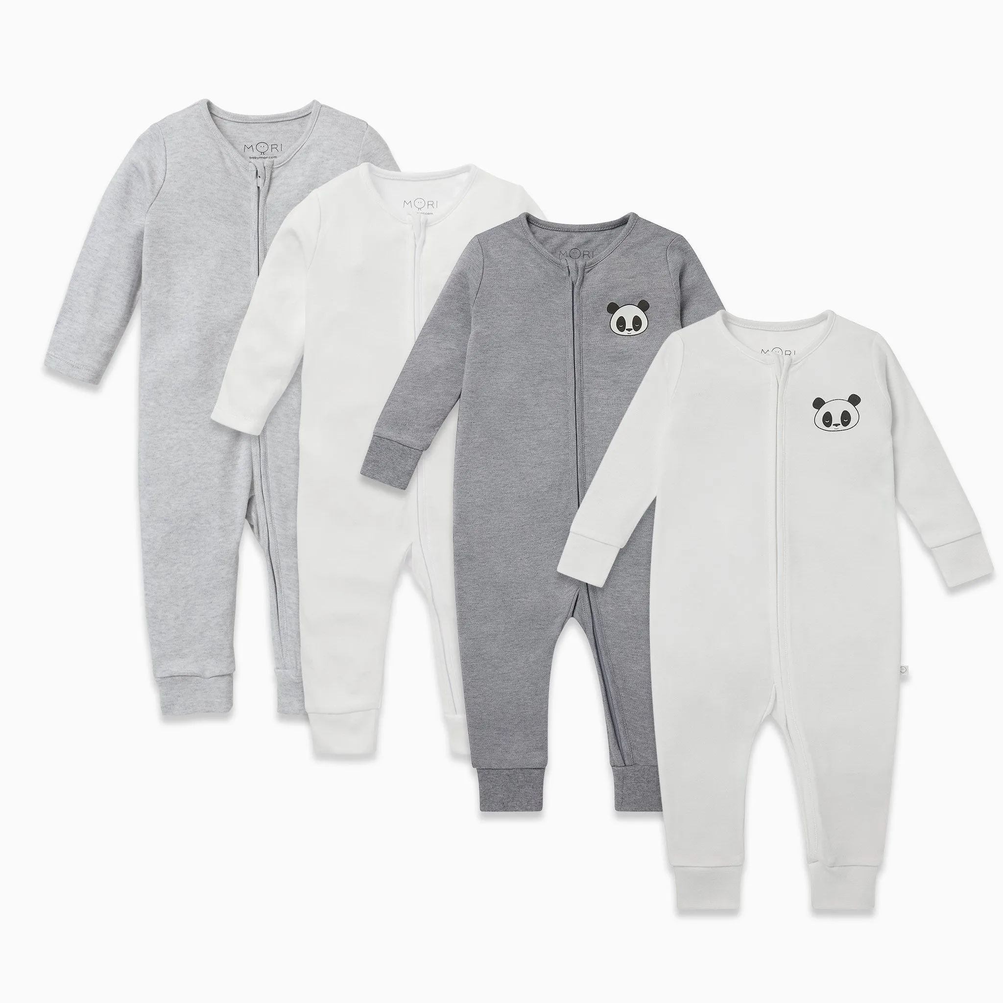 Panda Pal Zip Baby Pajamas 4 Pack